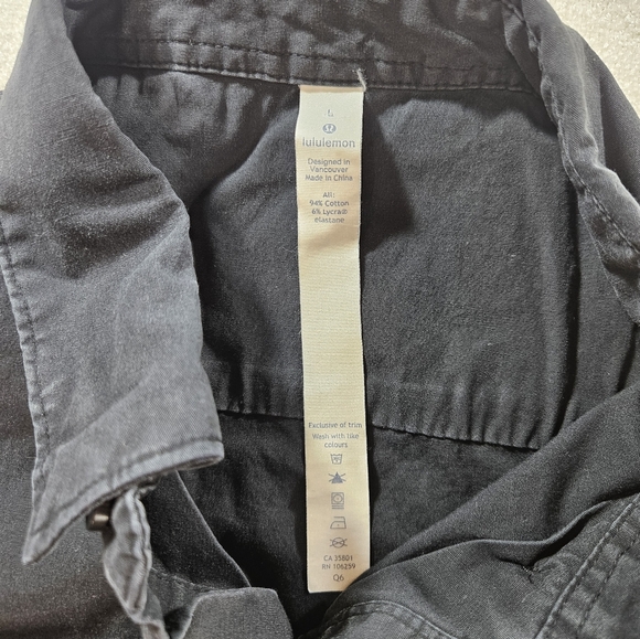 Lululemon Men’s Button Down Shirt Large Black Stretch - Picture 3 of 7